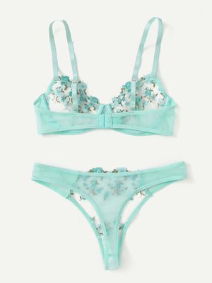 Ensemble soutien-gorge et string fleuris transparents Lila - GUAPPAA