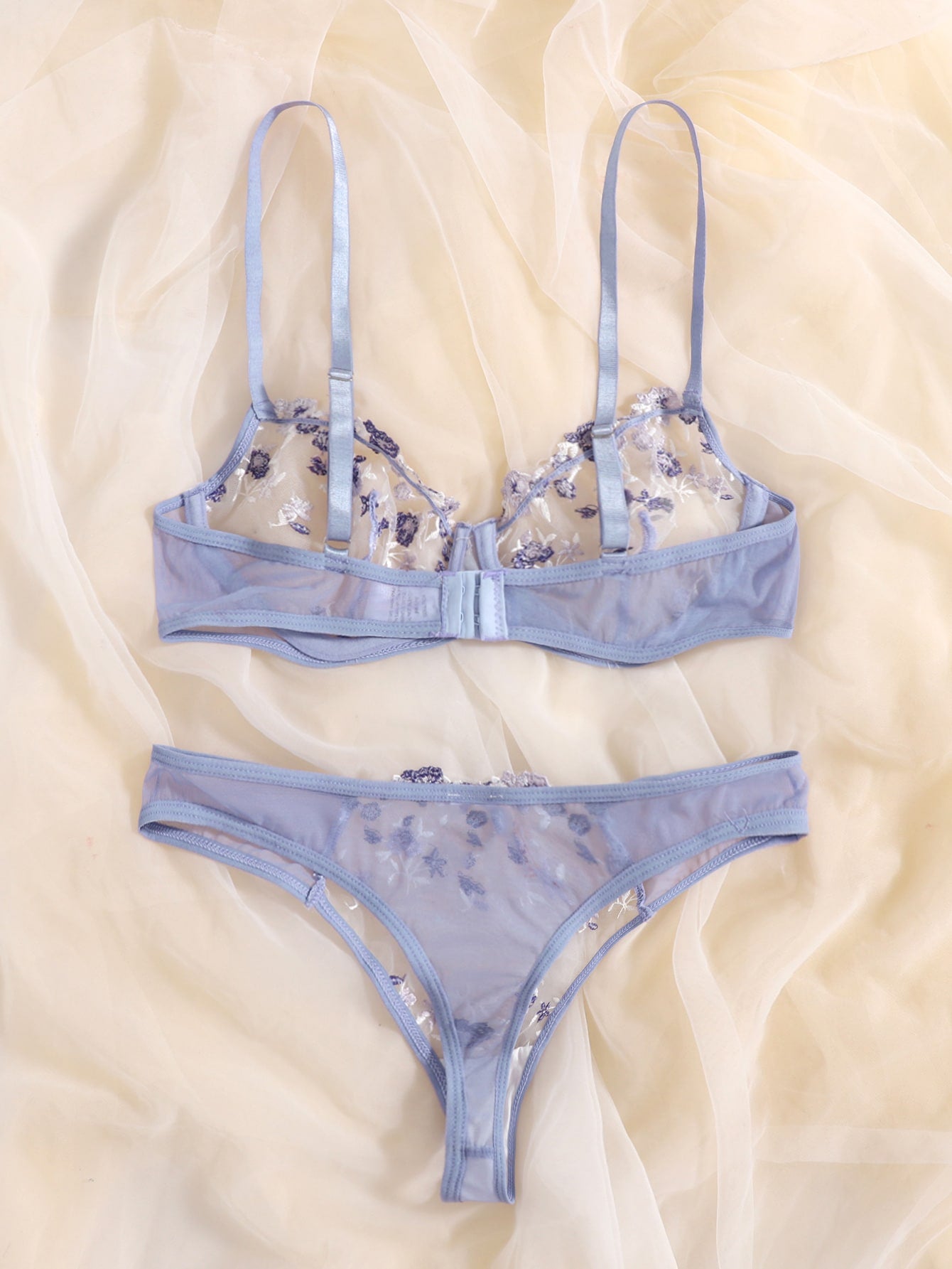 Ensemble soutien-gorge et string fleuris transparents Lila - GUAPPAA