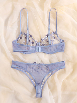 Ensemble soutien-gorge et string fleuris transparents Lila - GUAPPAA