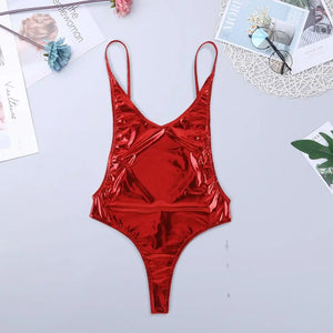 Maillot string 1 piece dos nu vinyle verni laqué sexy Downtown - GUAPPAA