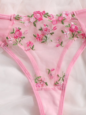 Ensemble soutien-gorge et string fleuris transparents Lila - GUAPPAA
