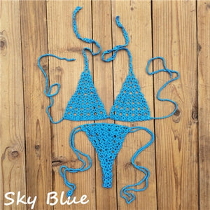 Maillot de bain bohème 2 pièces string ficelle crochet tricoté Phi-Phi - GUAPPAA