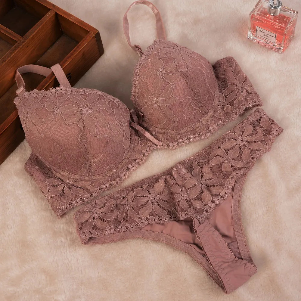 Ensemble 2 pièces lingerie dentelle string soutien-gorge Pétillante - GUAPPAA