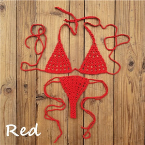 Maillot de bain bohème 2 pièces string ficelle crochet tricoté Phi-Phi - GUAPPAA