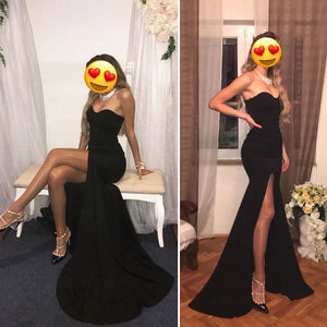 Robe longue fendue à traîne sans bretelles Illusion - GUAPPAA