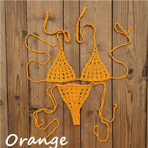 Maillot de bain bohème 2 pièces string ficelle crochet tricoté Phi-Phi - GUAPPAA