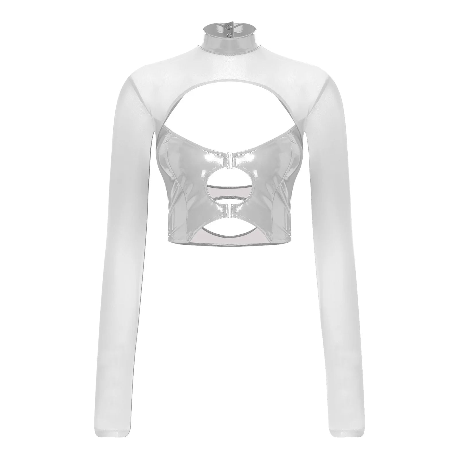 Haut court à manches longues transparentes rave soirée tek bustier caraco noir Hammer - GUAPPAA