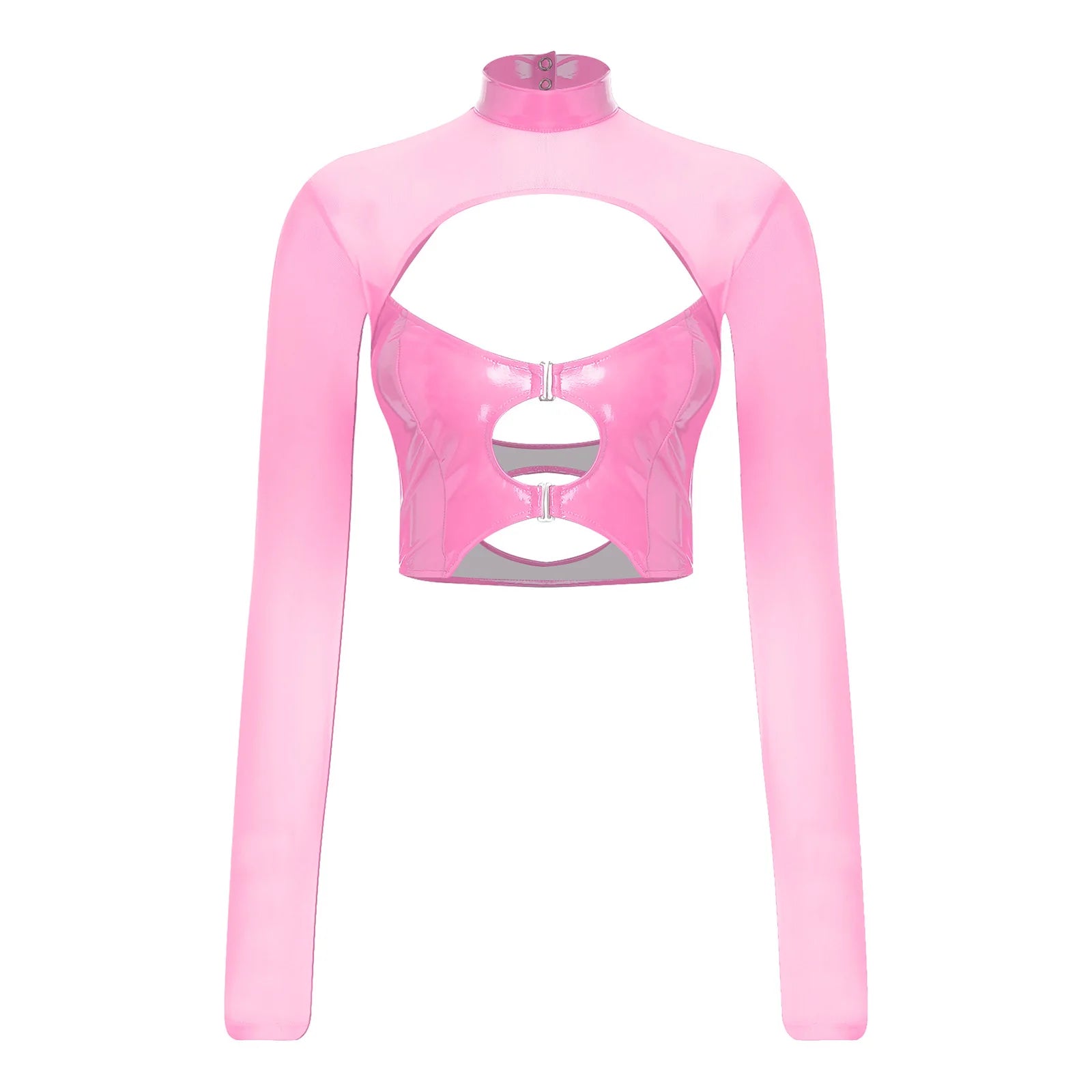 Haut court à manches longues transparentes rave soirée tek bustier caraco noir Hammer - GUAPPAA