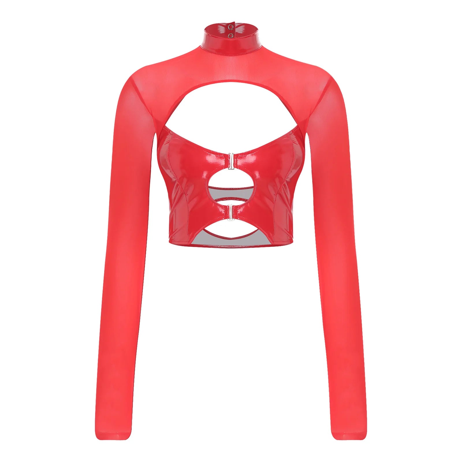 Haut court à manches longues transparentes rave soirée tek bustier caraco noir Hammer - GUAPPAA