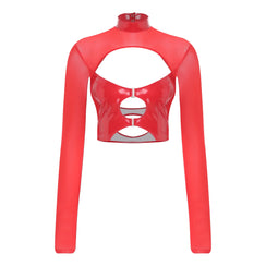 Haut court à manches longues transparentes rave soirée tek bustier caraco noir Hammer - GUAPPAA