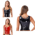 Haut femme crop-top simili latex à tirette verni  - GUAPPAA
