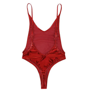 Maillot string 1 piece dos nu vinyle verni laqué sexy Downtown - GUAPPAA