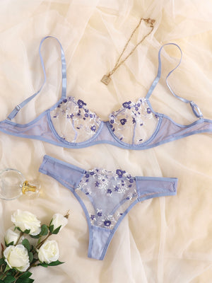 Ensemble soutien-gorge et string fleuris transparents Lila - GUAPPAA