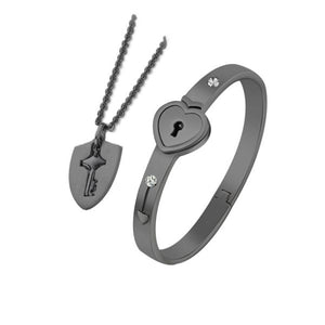 Bracelet menotte avec collier et pendentif clef bijou de couple 2 pièces Union - GUAPPAA