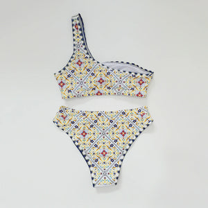 Maillot de bain une bretelle deux pièces push-up taille haute Marrakech - GUAPPAA