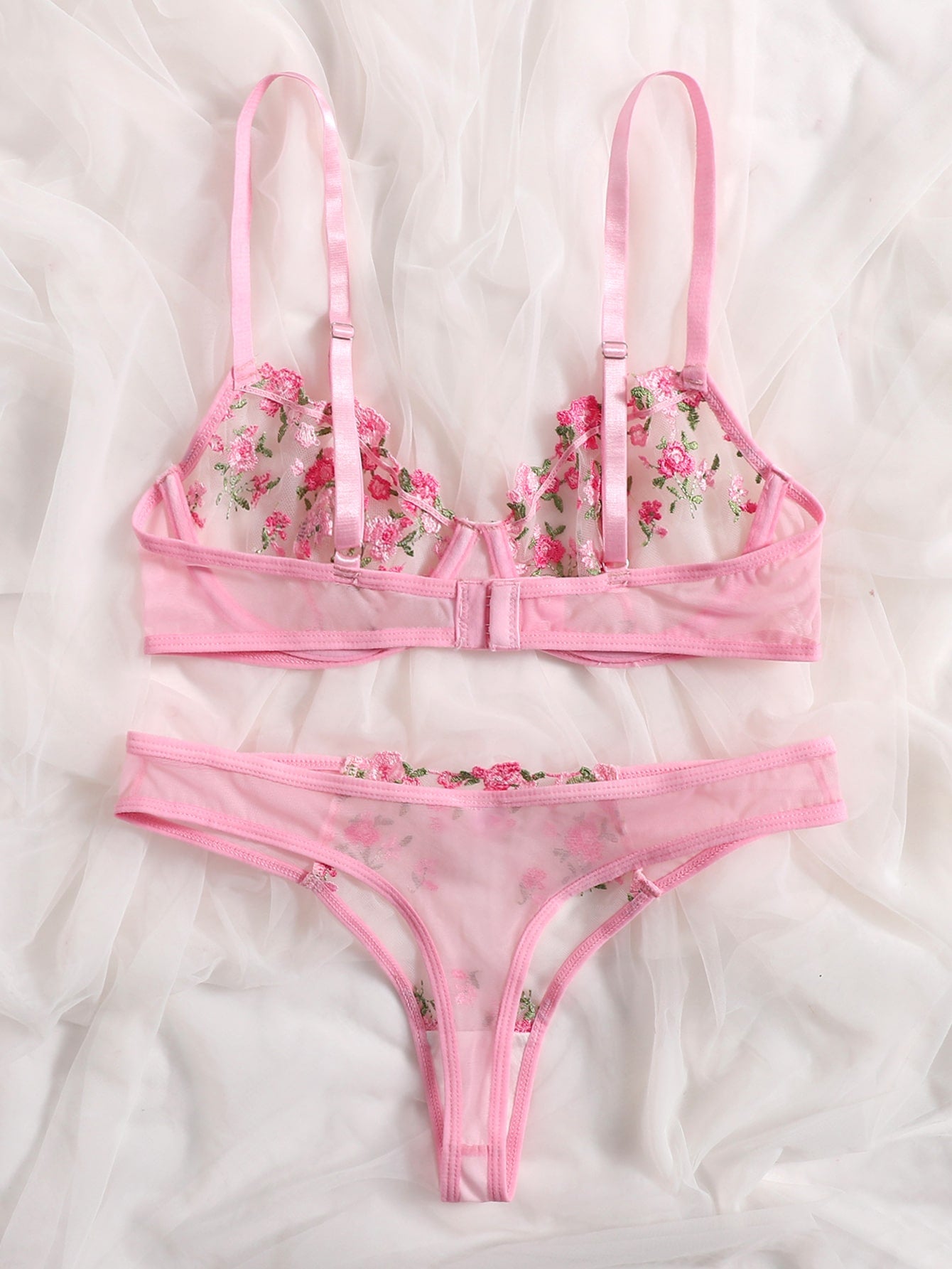 Ensemble soutien-gorge et string fleuris transparents Lila - GUAPPAA