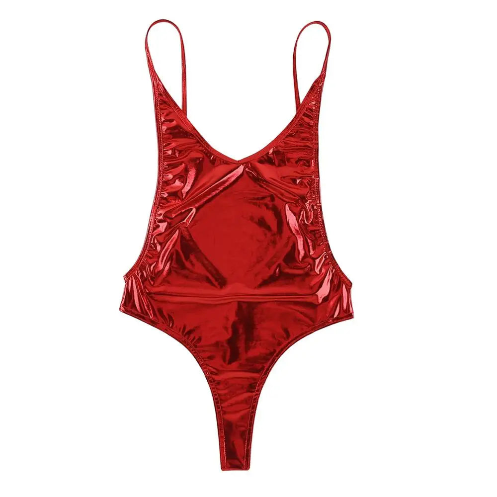 Maillot string 1 piece dos nu vinyle verni laqué sexy Downtown - GUAPPAA