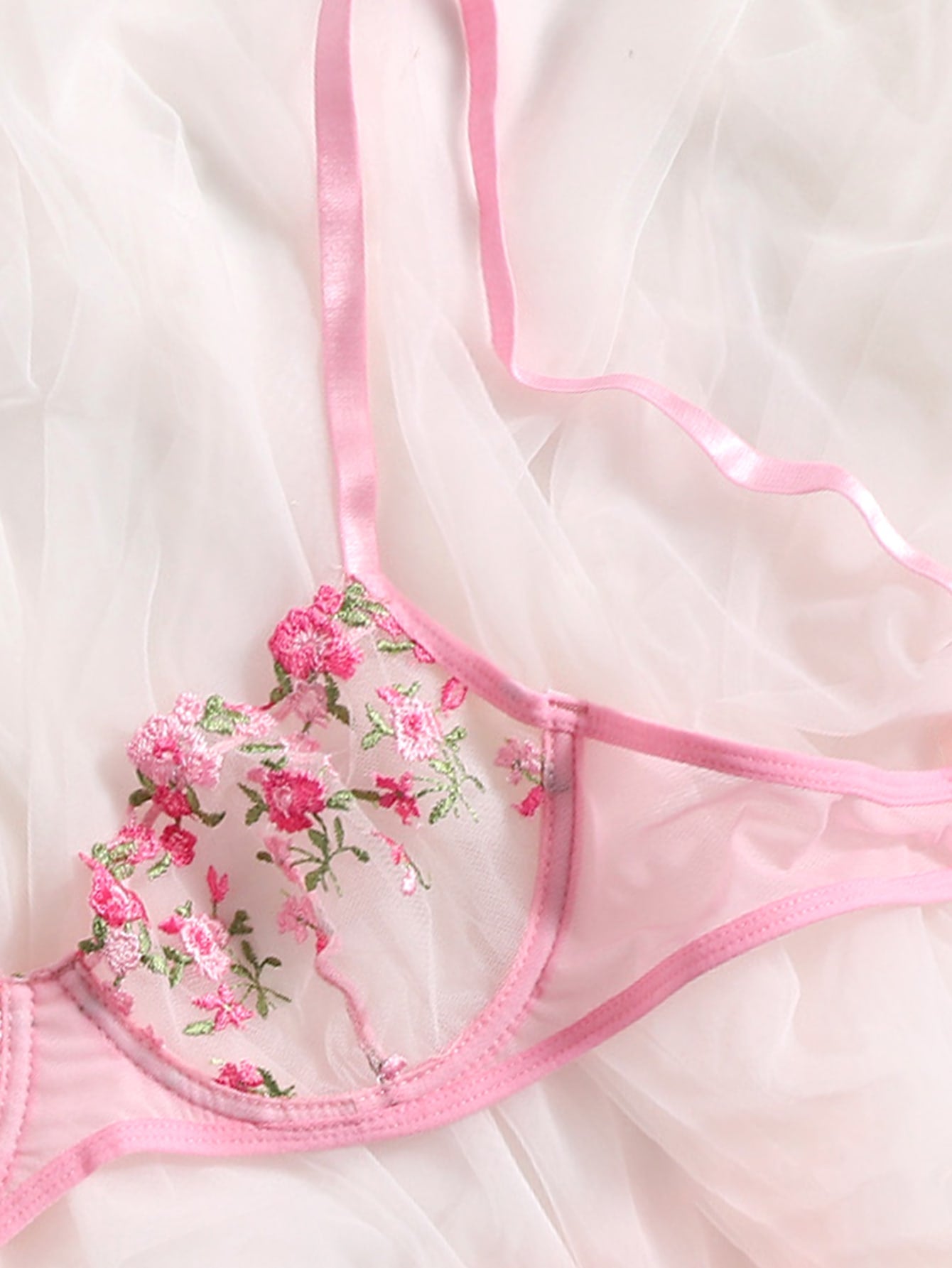 Ensemble soutien-gorge et string fleuris transparents Lila - GUAPPAA