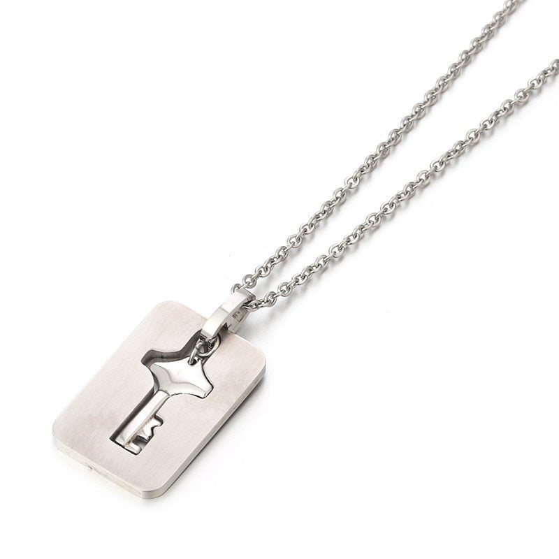 Bracelet menotte avec collier et pendentif clef bijou de couple 2 pièces Union - GUAPPAA