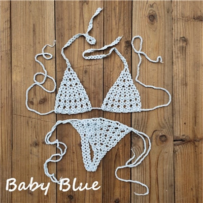 Maillot de bain bohème 2 pièces string ficelle crochet tricoté Phi-Phi - GUAPPAA