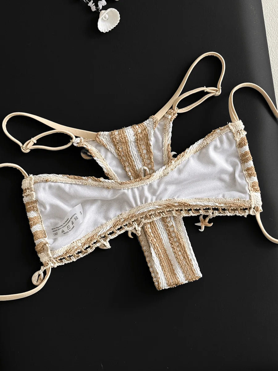 Ibiza - micro bikini string rayé push-up femme