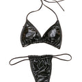 La Brillante – Bikini Micro Simili Cuir Deux Pièces Femme