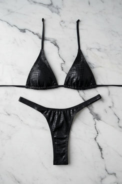 La Serpentine - Bikini string Strass Simili Peau Serpent