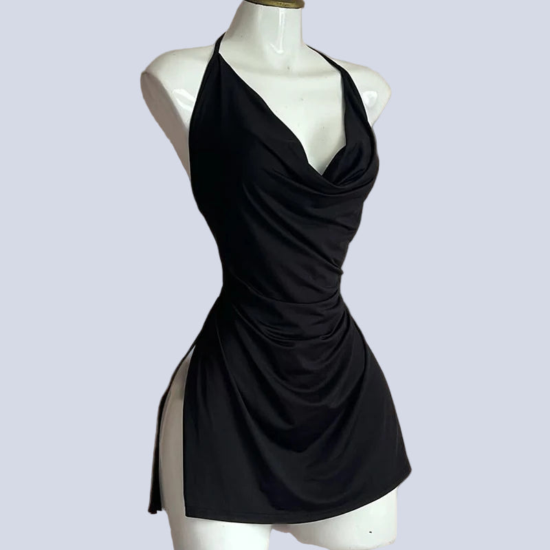 Micro robe sexy fendue très courte rouge noir La soirée - GUAPPAA