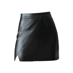Mini-jupe skaï simili taille haute Direction