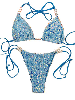 Bikini pailletsé perlé triangle brésilien - La Symétrie