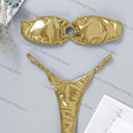 Bikini bandeau L’Éclat Croisé deux pièces avec anneaux métalliques et bas string, vue principale