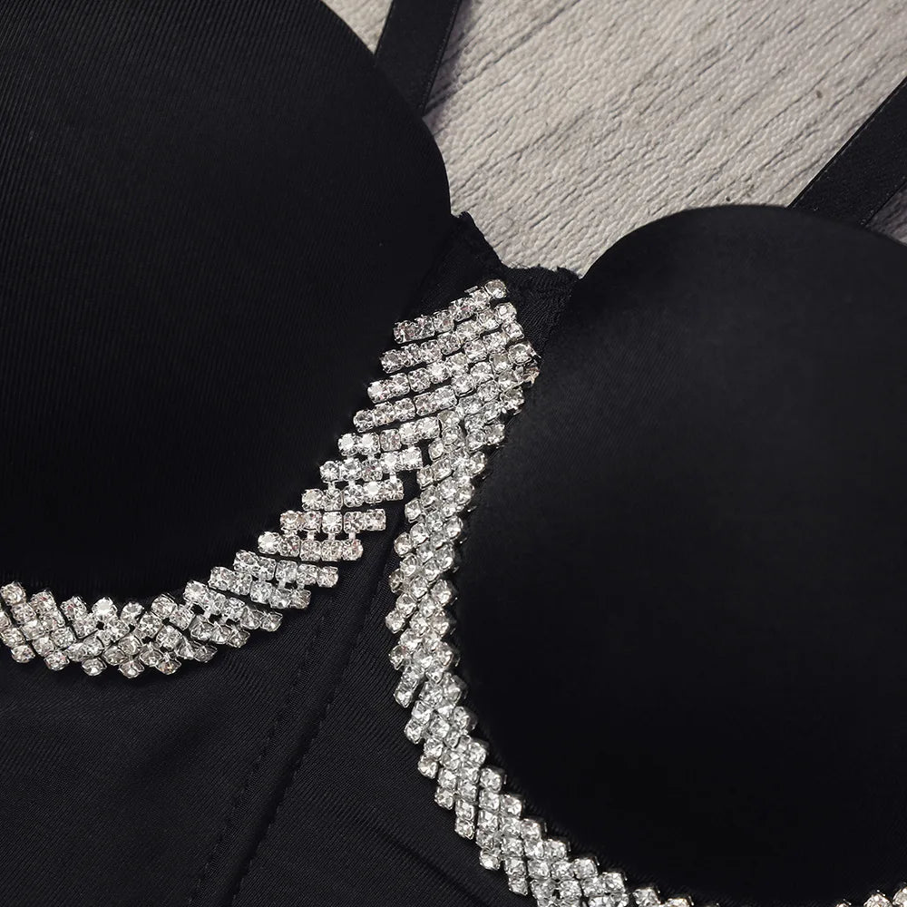 Bustier à strass chic noir blanc Luxia - GUAPPAA