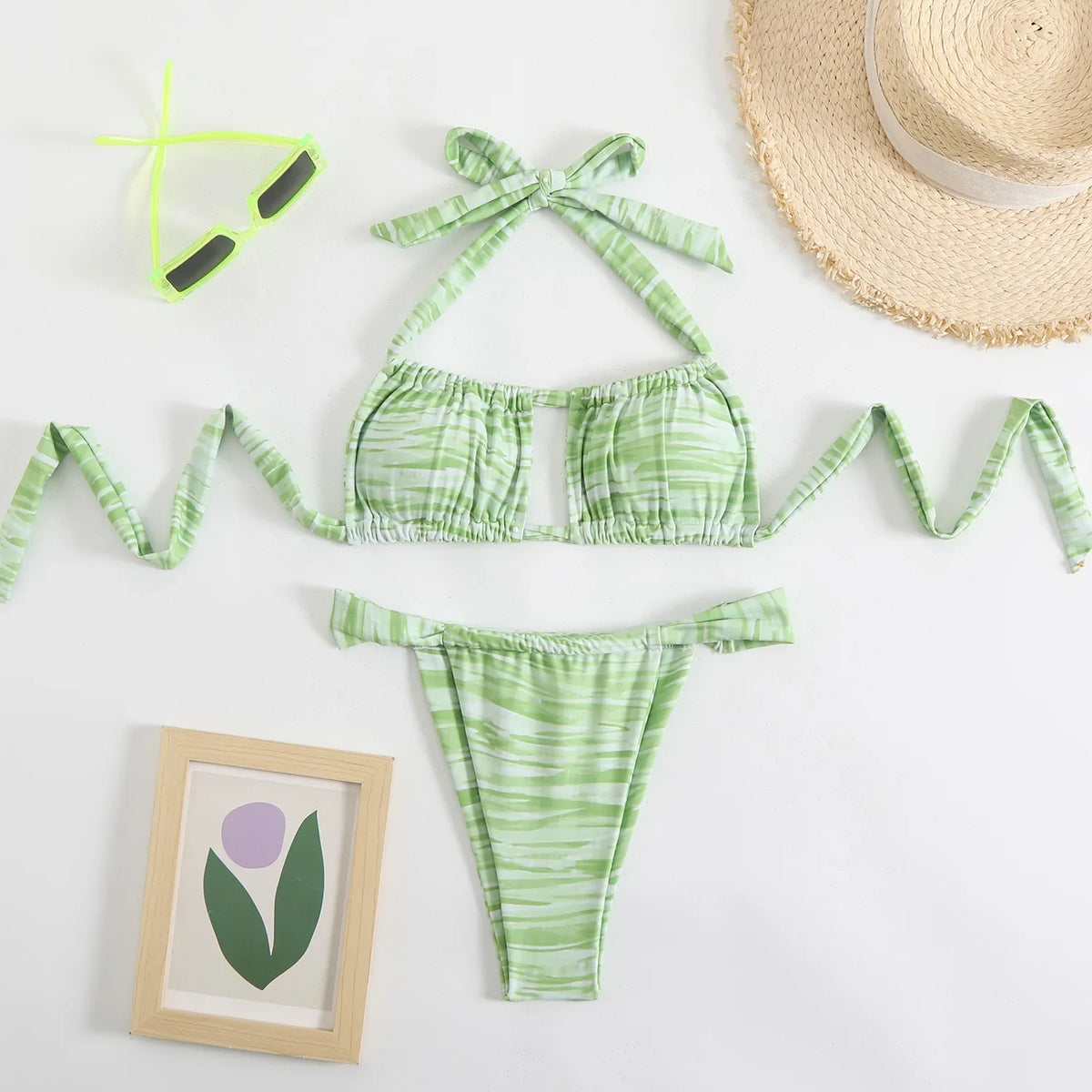 Bikini Marbella en coloris bleu et rouge