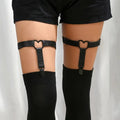 Adjustable Heart Leg Garter With Anti-Slip Clips,Elastic Y2K Gothic Thigh Garter For Ladies Black - GUAPPAA