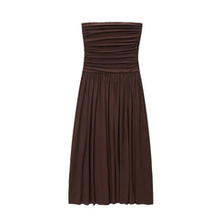 Matière polyester et finitions de la robe brune L’Éclat Serein
