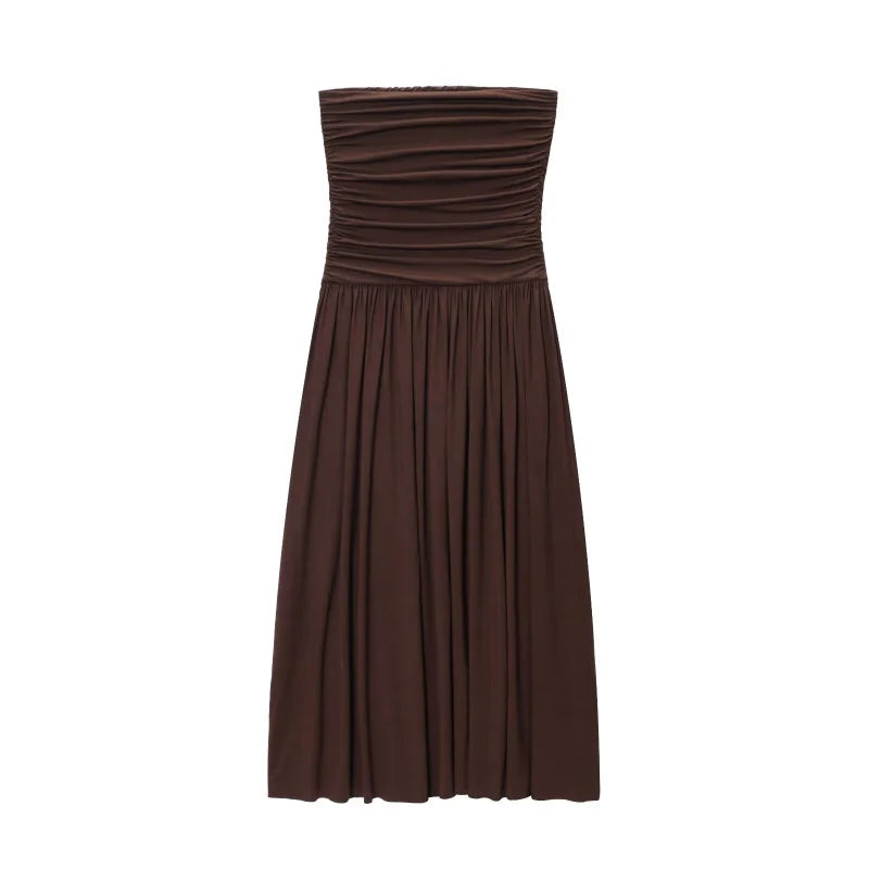 Matière polyester et finitions de la robe brune L’Éclat Serein