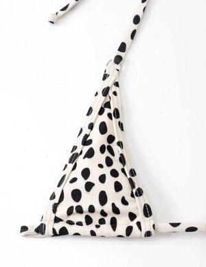 Micro bikini string ficelle blanc à pois noirs African spirit - GUAPPAA