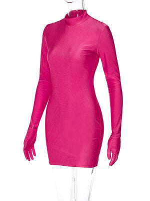 Petite robe noire sexy moulante avec gants intégrés Shatta Party - GUAPPAA
