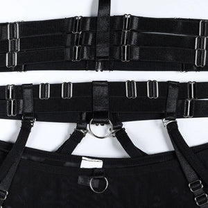 Ensemble lingerie gothique sexy quatre pièces seins nus Clair de lune - GUAPPAA