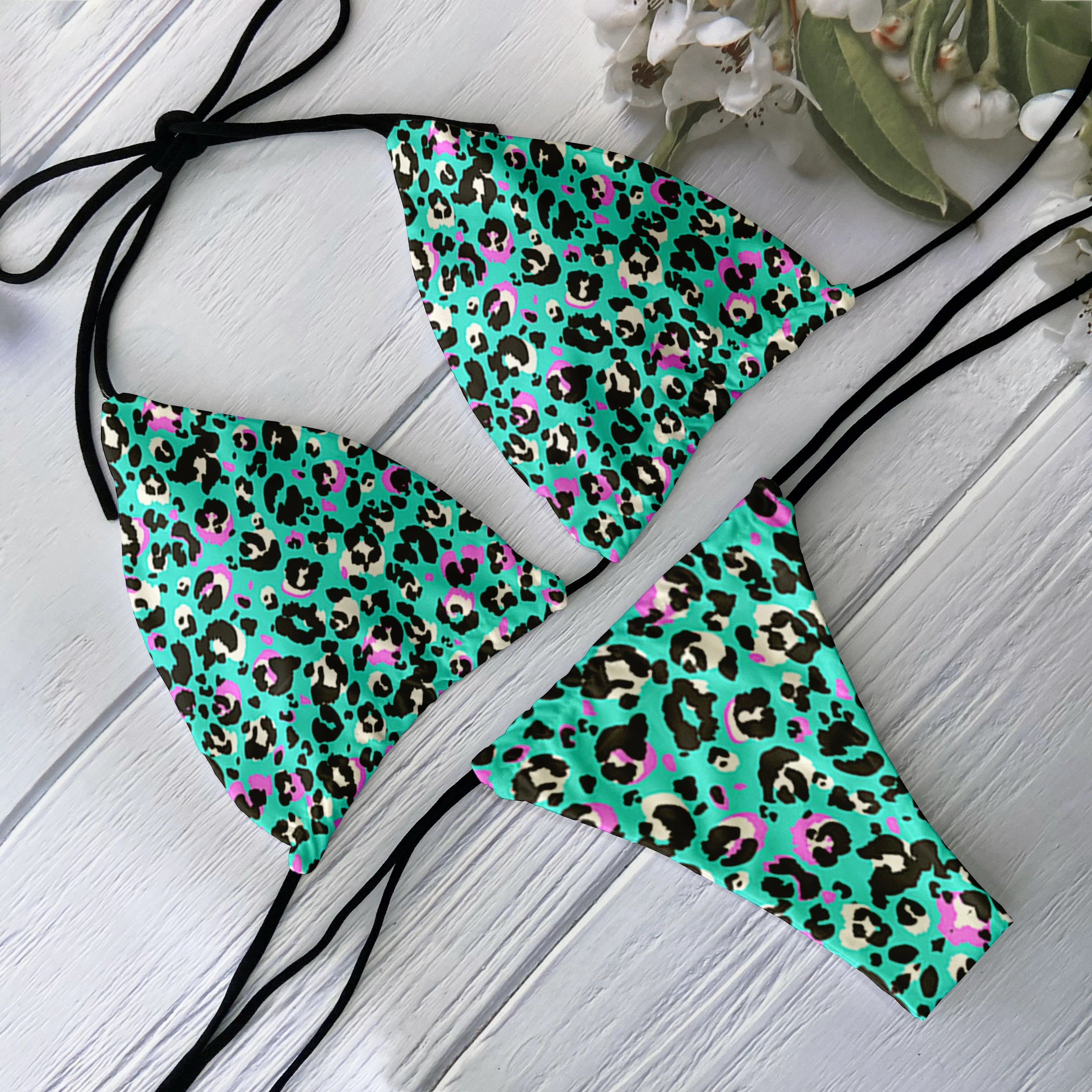 Bikini sexy léopard string ficelle push-up Mayotte - GUAPPAA