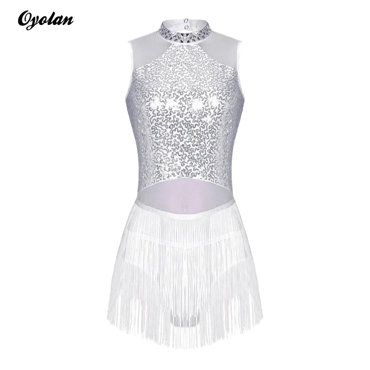 Justaucorps de danse L’Éclat Scénique avec strass et franges, vue principale du modèle noir