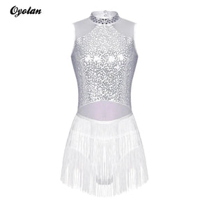 Justaucorps de danse L’Éclat Scénique avec strass et franges, vue principale du modèle noir