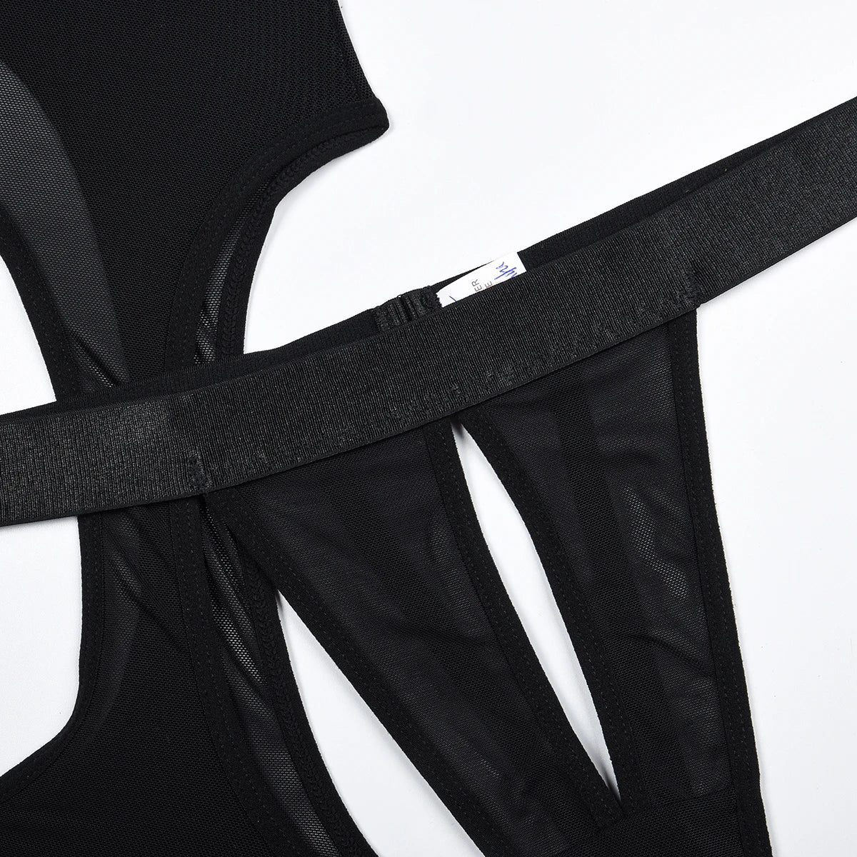 Ensemble lingerie 4 pièces noir string soutien-gorge à fentes porte-jarretelles et collier Matador - GUAPPAA