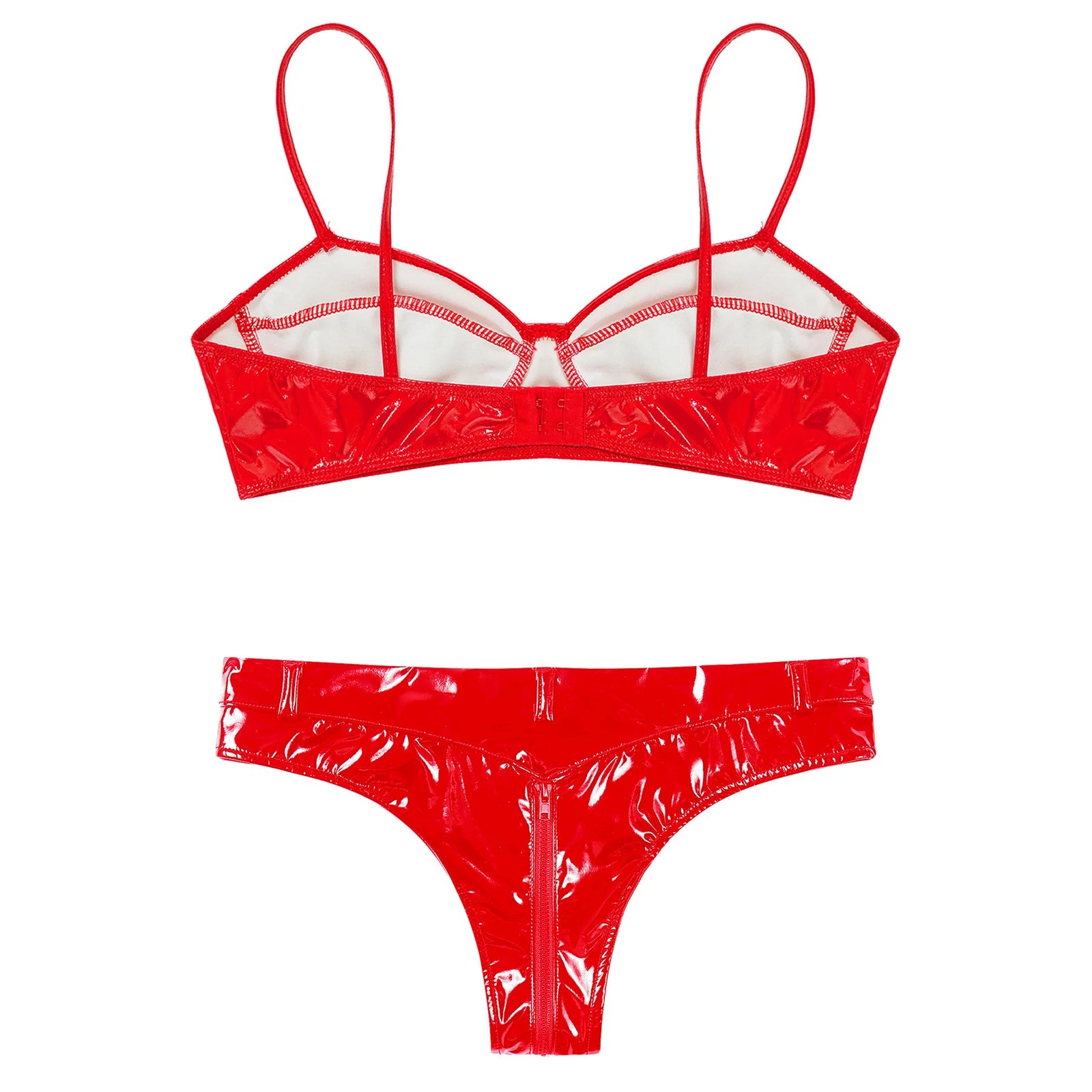 Lingerie latex simili deux pièces string taille haute et soutien-gorge Libertina - GUAPPAA
