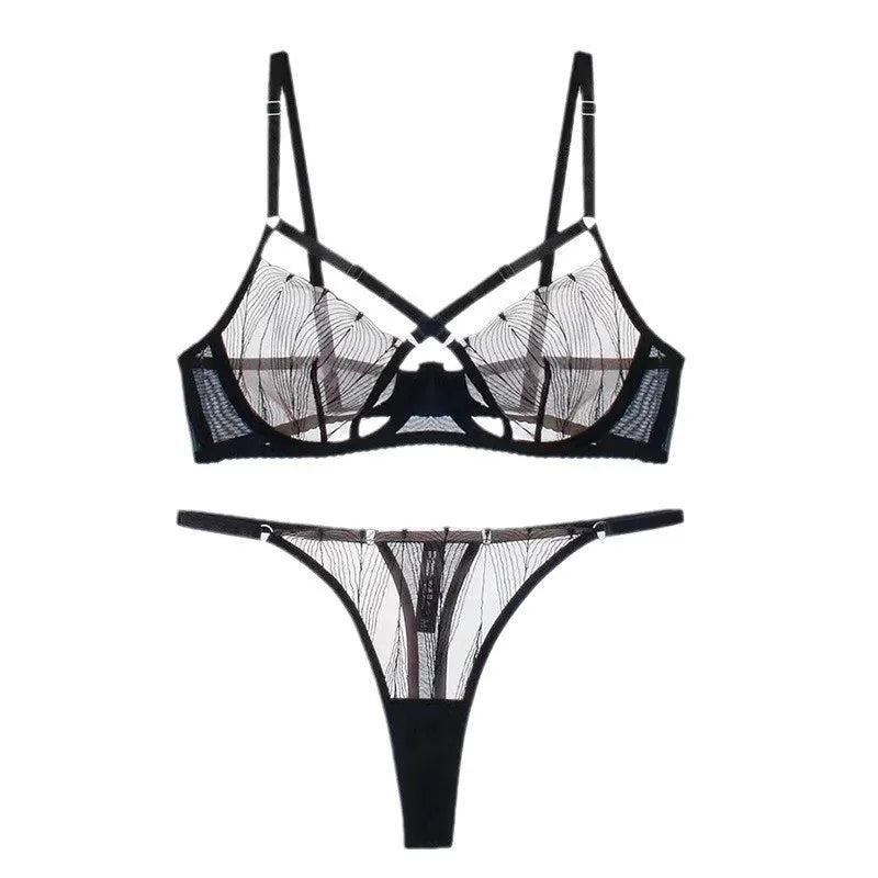 Ensemble lingerie luxe sexy transparente noire Mirza - GUAPPAA