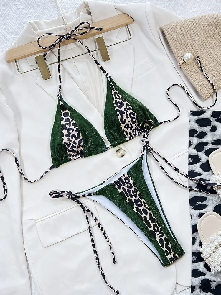 Bikini triangle imprimé léopard La Maille Secrète B793Blue - Bikini deux pièces - image 13