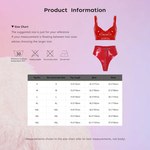 Lingerie latex simili deux pièces string taille haute et soutien-gorge Libertina - GUAPPAA