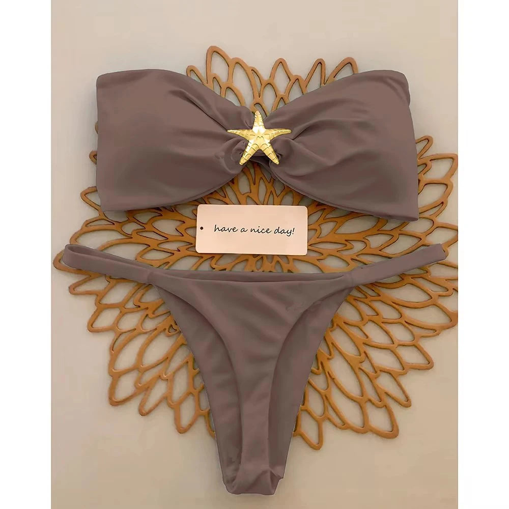 Présentation des variantes du bikini bandeau et string L’Étoile Solaire du XS au L