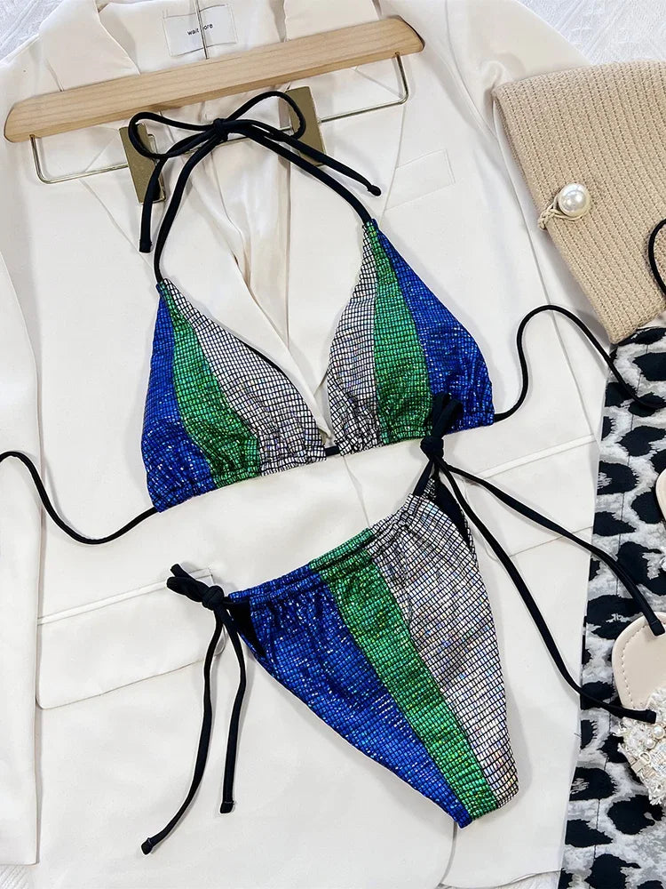 Bikini triangle imprimé léopard La Maille Secrète B793Blue - Bikini deux pièces - image 9