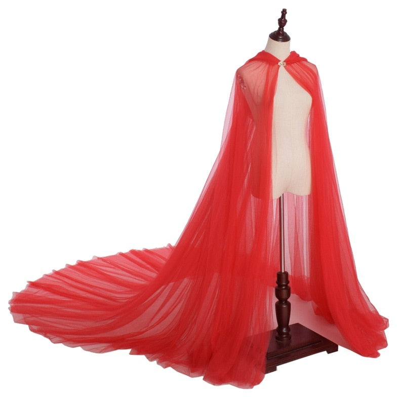 Cape transparente à longue traîne avec capuche lingerie gothique sexy Nuit noire - GUAPPAA